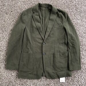 Quince Organic Cotton Pique Knit Blazer Suit Mens Size Medium Olive Green NWT